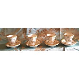 4 tazzine da caffè Porcellana Ginori pubblicitaria del XIX secolo Caffè Pedrocchi Padova