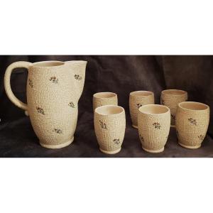 Set da bibita  7 pezzi Sbordoni Civita Castellana in ceramica, anni '60