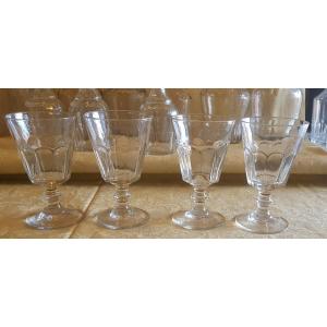 Set Di 4 Grandi Bicchieri Da Acqua Antichi Del XIX Secolo In Vetro Stampato Ad Imitazione Del M