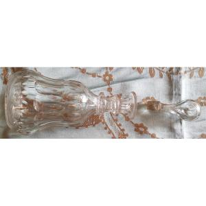 Coppia Di Bottiglie Decanter In Cristallo Di Boemia'800  H 27 Cm