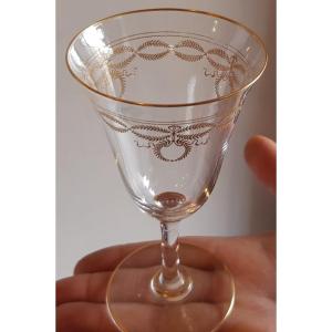 Set di 9 bicchieri da vino antichi in cristallo Baccarat mod. Byzantine dorato