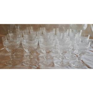 Serie 10 bicchieri da liquore antichi in cristallo Saint Louis modello Trianon