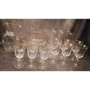Servizio di bicchieri antico  per 6 persone in cristallo bordato oro