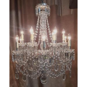 Antico lampadario in cristallo di Boemia a 12 luci
