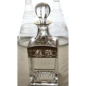 Antica bottiglia da whisky in cristallo Saint Louis modello Thistle