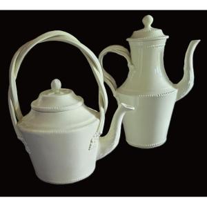 teiera e caffettiera antiche in maiolica Bassanello Civita Castellana