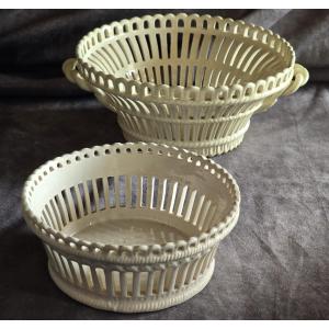due antichi cestini in ceramica traforata di Bassano
