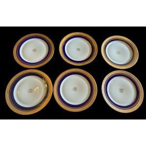 Lotto di 6 sottopiatti  antichi in porcellana Chastagner Limoges  monogramma CCE