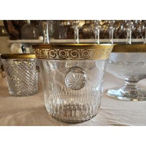 Antico secchiello da champagne in cristallo Saint-Louis, modello Thistle Oro