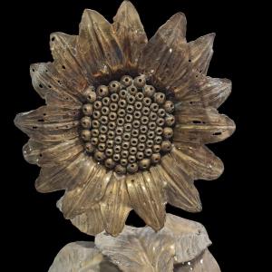 Lampada girasole anni '70 in stile brutalista attribuita a Pierre Mas Rossi