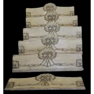 Set di 6 antichi frontoni sovrapporta Liberty