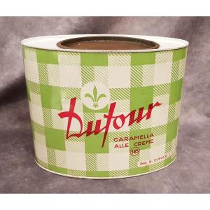 Antica scatola di latta per caramelle Dufour