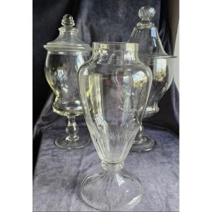 vaso antico in cristallo molato