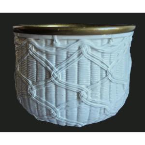 Cache-pot in maiolica bianca – Italia, circa 1980