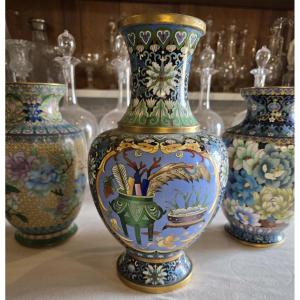 Antico vaso in cloisonné, altezza 31,5 cm – Epoca repubblicana cinese