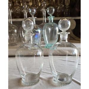 Coppia bottiglie in vetro soffiato Nason Moretti Murano anni '60