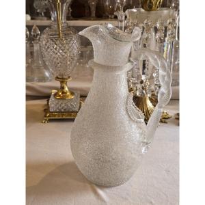 Brocca rinfrescatoio antica in vetro soffiato Baccarat