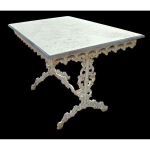 Antico tavolo in ghisa e marmo di Carrara