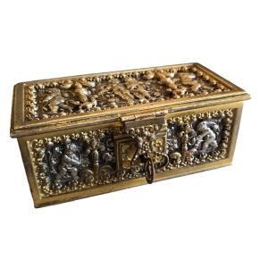 Cofanetto portagioie in bronzo dorato Erhart & Söhne, Germania, circa 1900