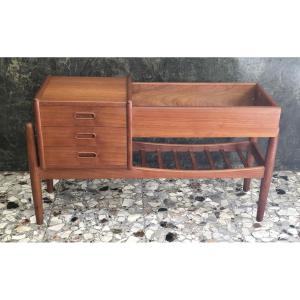 Tavolino basso fioriera danese in teak di Arne Wahl Iversen, anni ’60