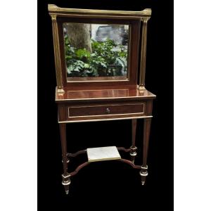 Bonheur-du-jour in stile Luigi XVI in mogano e bronzo dorato fine '800