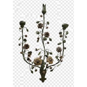 Antica grande applique in lamiera di ferro policroma, Firenze, circa metà XX secolo