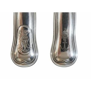 Lotto di 21 posate antiche in alpacca argentata Regia Marina Militare italiana