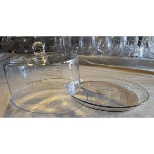 Antica cloche da formaggio in vetro soffiato
