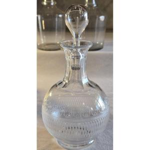 Antica bottiglietta da liquore in cristallo inciso, 1920-1940 circa