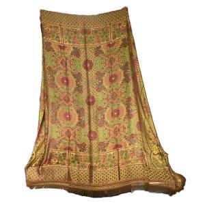 Antico copriletto italiano tessitura meccanica jacquard, 1960 circa