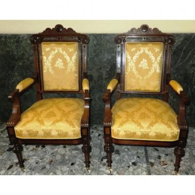 Paire de fauteuils Napoléon III restaurés