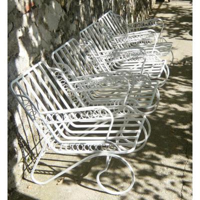 4 fauteuils de jardin en fer Années '50