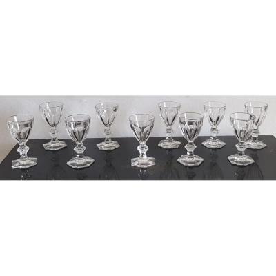 10 Verres Anciens Cristal Taillé Modèle Harcourt H 12 Cm