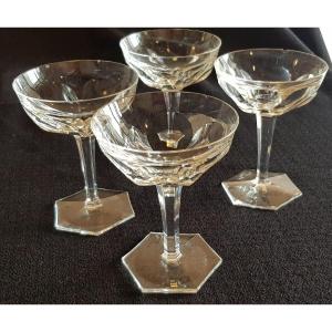 Serie  4 Coupes à Champagne Cristal Moser H 13 Cm Avec Defaults