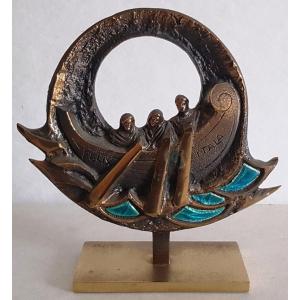 Sculpture En Bronze émaillé Felix Itala Numérotée Et Signée Del Campo