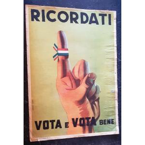 2 Affiches 70x96 Cm Propagande électorale Comités Civiques Italie Années 1950