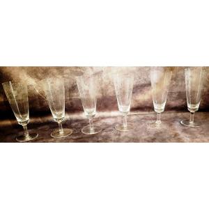 Lot De 6 Flutes à Champagne Cristal Rosenthal Design Ron Winblad