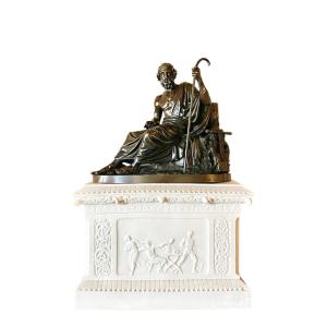 Jacques Antoine Théodore Coinchon (1814-1881). A Figural Bronze Group Of Homer. 