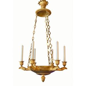 An Empire Style Gilt-bronze Six-light Chandelier. 