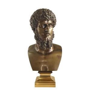 A Bronze Bust Of Lucius Verus. Late 19th Century. Signed Oudin Marseille. 