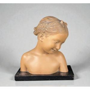 Pigalle (after), Numbered Terracotta Young Girl Bust Late 19th Century