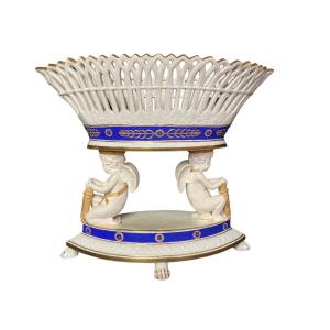 Sevres, Porcelain Basket Love Decor 19th Century Empire Style