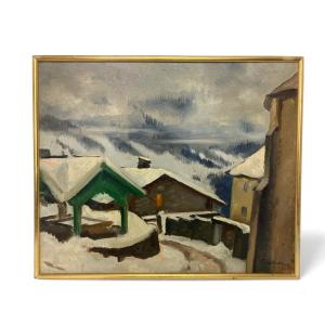 Picart Le Doux (charles), Oil On Panel Snow Landscape Signed 1937