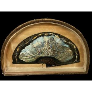 Collectible Object Fan In Painted Silk Caldonazzo Diorama Late 19th Century