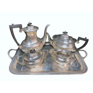 Old Sheffield Silver Metal Tea Coffee Service Late 19th Century
