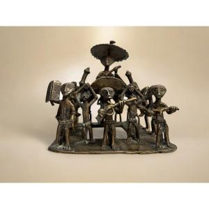 Africa, Ashanti Bronze Group Procession Of A King 20th Century