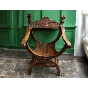 Armchair Called Dagobert In Carved Wood Circa 1900