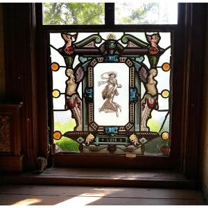 Art Nouveau, Stained Glass Window Titled Summer Circa 1900