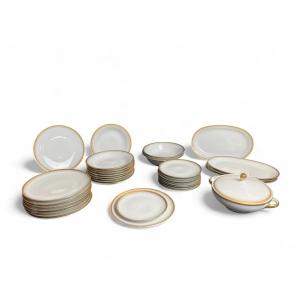 Tableware, 25-piece Service, White Porcelain And Fine Gold Winterling, 20th Century