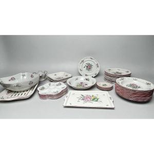 36-piece Lunéville Kg Tableware Set With Floral Decoration, 20th Century
